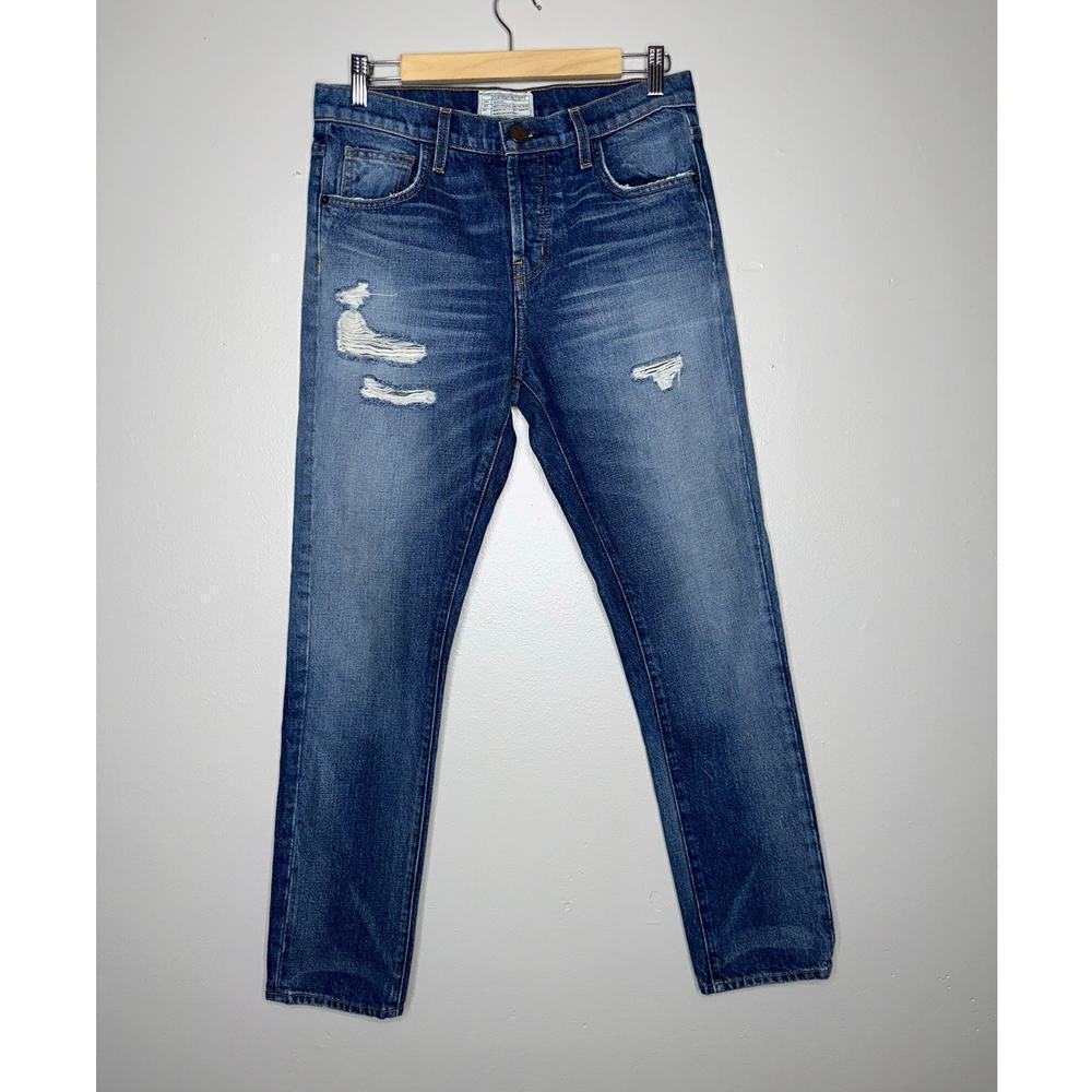 Current Elliott The Slouchy Skinny Jeans Light Blue Wash Distressed Size 25 - Picture 2 of 7